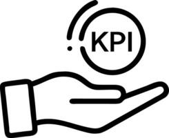 Hand holding holographic device displaying glowing performance dashboard with KPI metrics in empty space vector