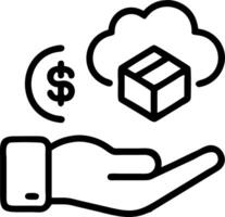 Hand holding holographic ERP integration cloud icon illustrating ERP integration with cloud in minimal background Set 4 vector