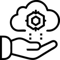 Hand holding holographic ERP integration cloud icon illustrating ERP integration with cloud in minimal background Set 10 vector