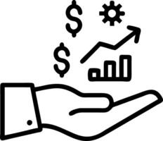 Hand holding holographic cost optimization icons representing cost reduction quality increase productservice enhancement for company performance in empty space vector