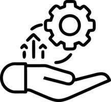Hand holding holographic efficiency icon illustrating ERP software efficiency in cloud based setup minimal background vector