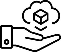 Hand holding holographic collaboration icon illustrating ERP software collaboration in cloud based setup minimal background vector