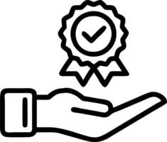 Hand holding holographic checkmark with quality assurance certification symbols on blue background in empty space Set 4 vector