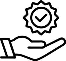 Hand holding holographic checkmark with quality assurance certification symbols on blue background in empty space Set 13 vector