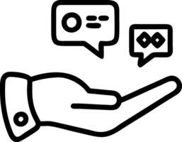 Hand holding holographic chatbot AI interface showing communication assistance icons in empty space Set 3 vector