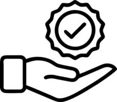 Hand holding holographic checkmark with quality assurance certification symbols on blue background in empty space Set 2 vector