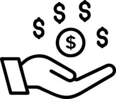 Hand holding holographic allocation icon illustrating profit management revenue allocation in empty space background vector