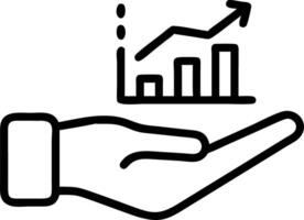 Hand holding holographic analysis icon illustrating yield return analysis in financial management within empty space background vector
