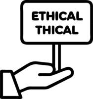 Hand holding holographic board representing ethical business practices in a professional setting vector