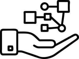 Hand holding holographic AI interface displaying data processing communication security automation icons in empty space Set 3 vector