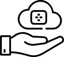 Hand holding holographic accessibility icon illustrating ERP software accessibility in cloud based environment minimal background vector
