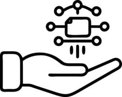 Hand holding floating technology icons like AI cloud and blockchain symbolizing digital transformation vector