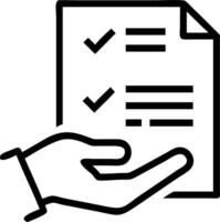 Hand holding document with checkmark and holographic quality control icons in empty space vector