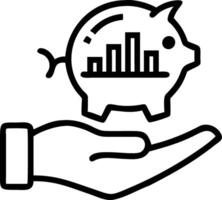 Hand holding a holographic piggy bank with financial growth graphs in the background to represent savings and investments in financial planning Set 3 vector