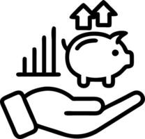 Hand holding a holographic piggy bank with financial growth graphs in the background to represent savings and investments in financial planning Set 2 vector