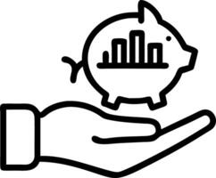 Hand holding a holographic piggy bank with financial growth graphs in the background to represent savings and investments in financial planning Set 7 vector