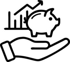 Hand holding a holographic piggy bank with financial growth graphs in the background to represent savings and investments in financial planning Set 6 vector