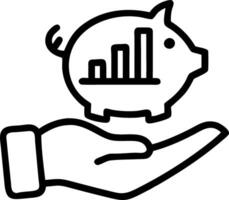 Hand holding a holographic piggy bank with financial growth graphs in the background to represent savings and investments in financial planning Set 4 vector