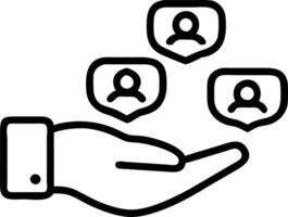 Hand holding floating customer interaction icons and review scores to represent customer engagement strategies vector