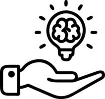 Hand holding a glowing brain icon surrounded by innovation symbols illustrating an innovation mindset in business environments Set 2 vector