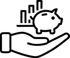 Hand holding a holographic piggy bank with financial growth graphs in the background to represent savings and investments in financial planning vector