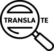 Hand highlighting the word Translate with a magnifying glass surrounded by multiple language names in holographic multilingual communication theme in empty space vector