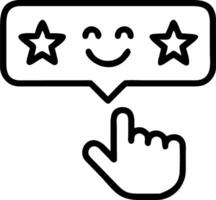 Hand giving five star holographic rating on customer satisfaction survey interface with smile face icons in empty space vector
