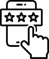 Hand giving five star rating on holographic feedback interface showing customer satisfaction on mobile phone in empty space vector