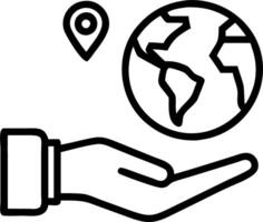 Hand exploring holographic investment opportunities abroad in empty space vector