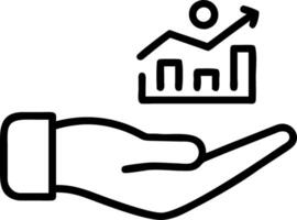 Hand displaying holographic risk analysis symbol representing risk reward analysis in financial context with empty space background vector