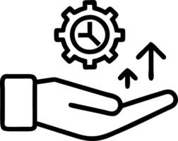Hand displaying holographic productivity icon for low code automation in empty space background Set 2 vector