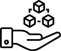 Hand displaying holographic procurement icons related to logistics supply chain inventory management ensuring efficient business operations in empty space vector