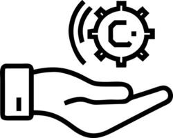 Hand displaying holographic efficiency symbol integrated with low code automation tools in empty space background vector