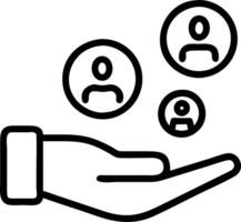 Hand displaying holographic employee benefits icons with empty space theme representing compensation strategy vector