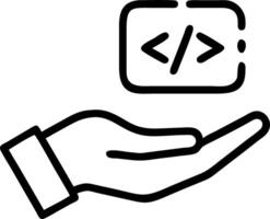 Hand displaying holographic efficiency icon integrated with low code development tools in empty space background vector