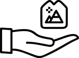 Hand displaying holographic outdoor adventures symbols for family trips with empty space background vector