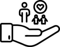 Hand displaying holographic all inclusive family trip symbols with empty space background vector