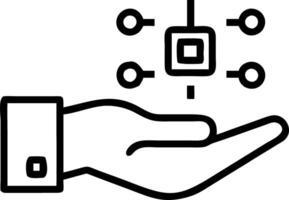 Hand displaying holographic cybersecurity data protection icons in empty space vector