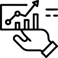 Hand analyzing holographic 2026 business goals interface displaying market growth graph financial data investment strategies icons planning business growth and profit increases in vector