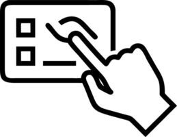 Hand applying digital stamp to validate tasks workflow with holographic theme in empty space vector
