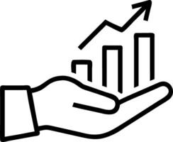 Growth chart illustrated by a bar graph rising in a hand with percentages highlighting financial growth in a business context vector
