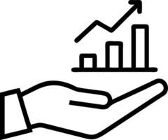 Growth chart depicted by a bar graph rising in a hand with percentages highlighting financial growth in a business context vector