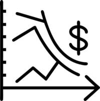 Graph with downward pointing arrows indicating cost saving measures for cost reduction strategies vector