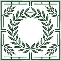 Greek key patterns and olive branches seamless tile design with classic white and blue tones vector