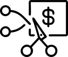 Graph showing cost cutting measures with monetary symbols vector