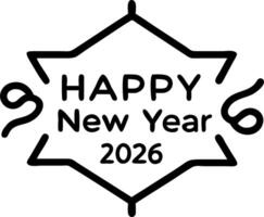 Gold Happy New Year 2026 message with Chinese New Year decorations on red background symbolizing lunar year of snake Set 6 vector