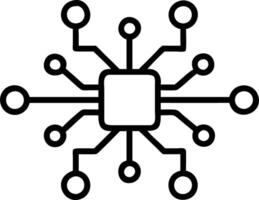 Glowing web of interconnected technology icons representing a dynamic tech ecosystem in digital spaces vector