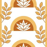Golden autumn sunset seamless tile pattern with warm hues and nature inspired elements vector