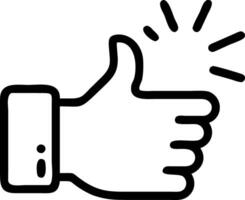 Glowing thumbs up icon illustrating approval gestures and customer satisfaction in digital platforms vector