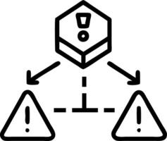 Glowing warning symbol displaying real time alerts on a digital dashboard in a monitoring system vector